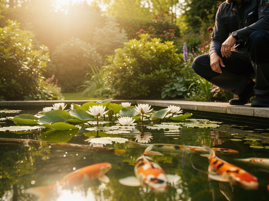 Gartenteich in Köln wird professionell gepflegt